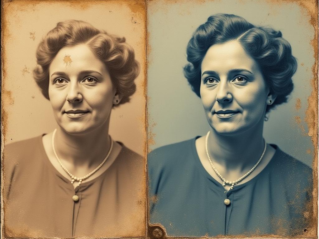 Yıpranmış eski bir fotoğrafın restore edilmiş hali