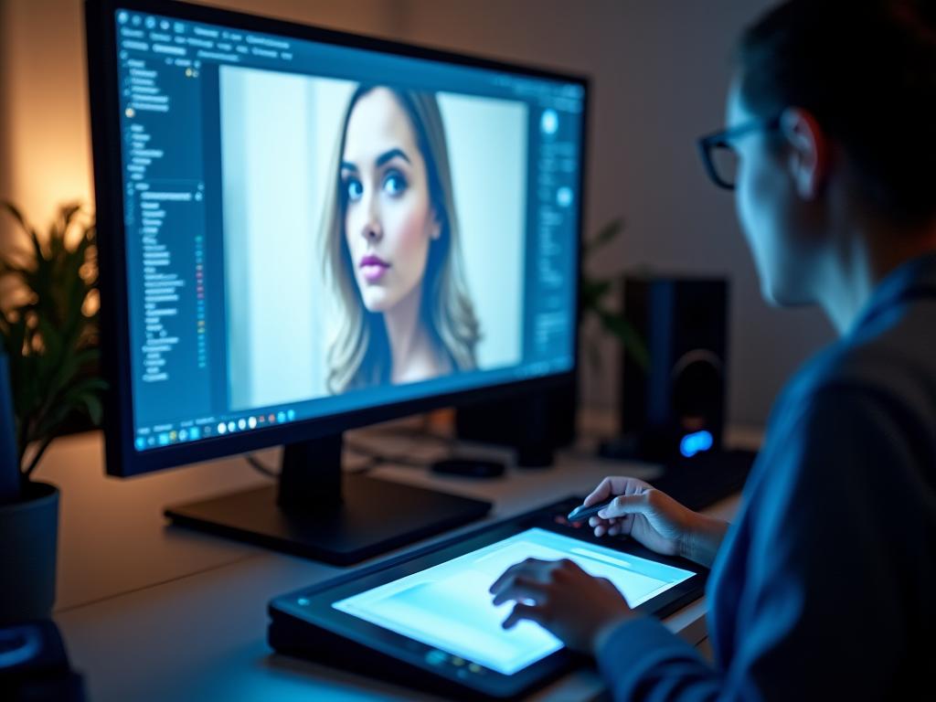Profesyonel fotoğraf rötuşu yapan bir editör